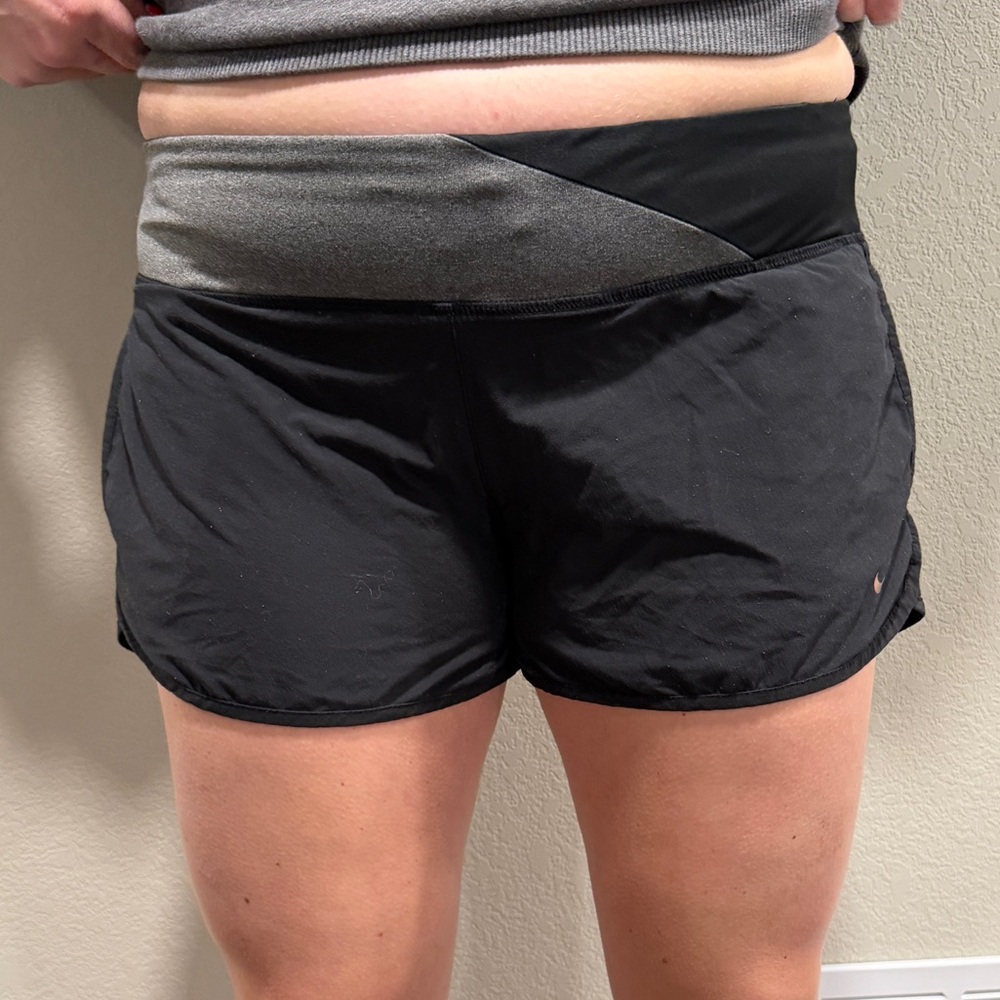 Nike Black Athletic Shorts with Gray Crossover Waistband